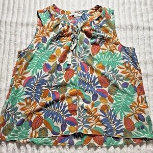 Rose & Olive Multicolor Leaf Print Blouse